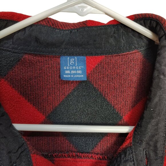 George Mens 3XL Red and Black Buffalo Plaid Long Sleeve Button-Up Shirt - Picture 5 of 11